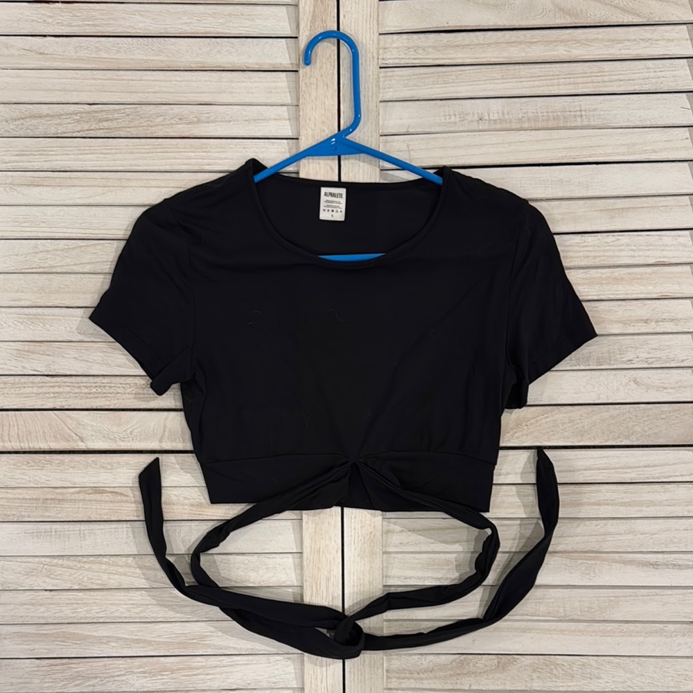 Black Crop Top with Tie Detail